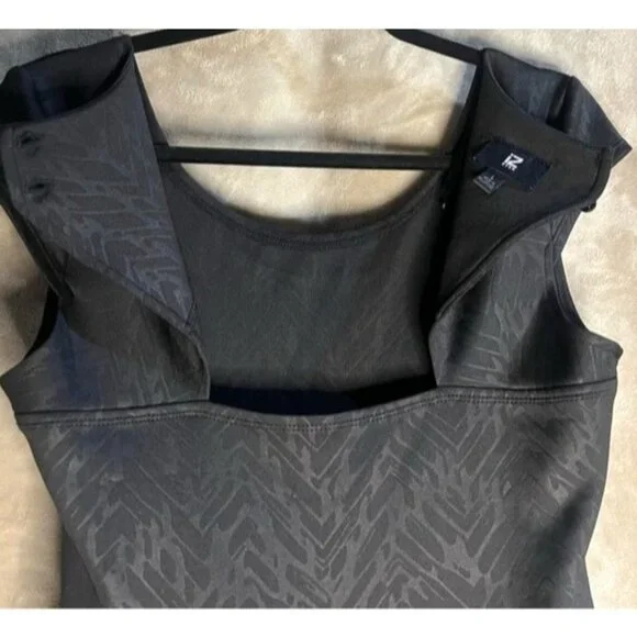 IZ BYER WOMENS VERSATILE BLACK PRINTED SCUBA KNIT SHORT SLEEVE DRESS BELT SIZE L - Picture 13 of 14